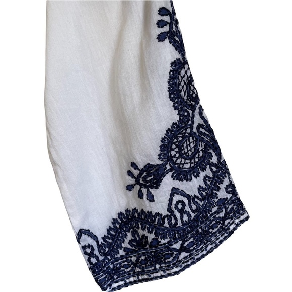 Calypso St Barth Embroidered Pleated Beaded Long Sleeve Tunic Beachy Coastal Top - Picture 8 of 13